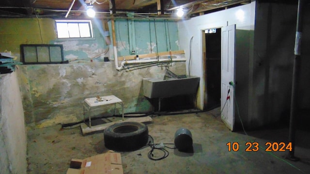 basement with sink