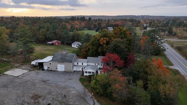 view of aerial view at dusk