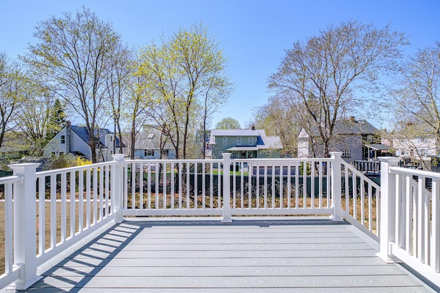 deck with a residential view