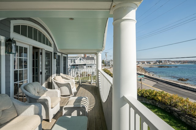 balcony with a water view