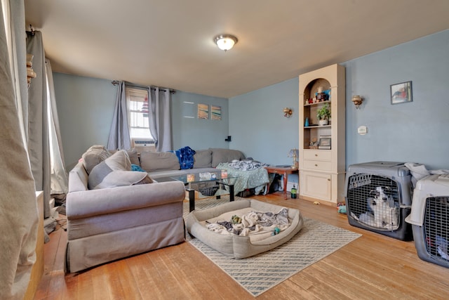 living room with hardwood / wood-style flooring