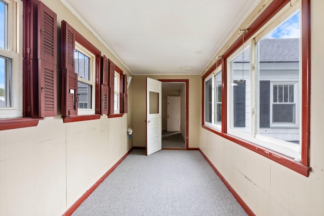19 Harding St, Biddeford, ME 04005 - hallway with carpet flooring, baseboards, and crown molding