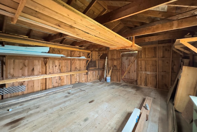 view of unfinished attic