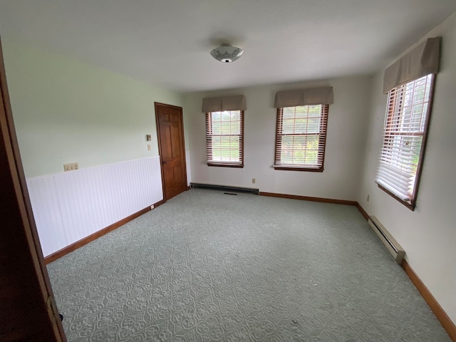 spare room with a baseboard radiator