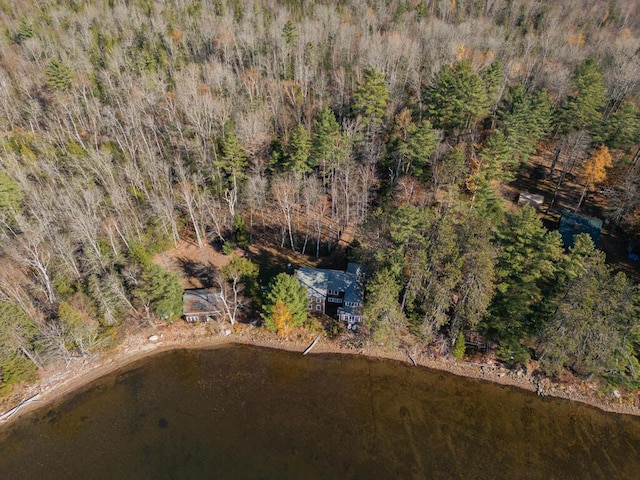 drone / aerial view featuring a view of trees