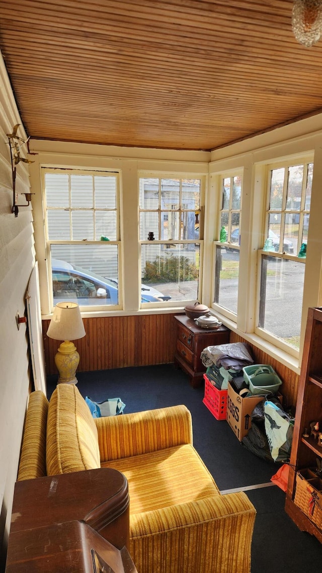 sunroom / solarium with wood ceiling