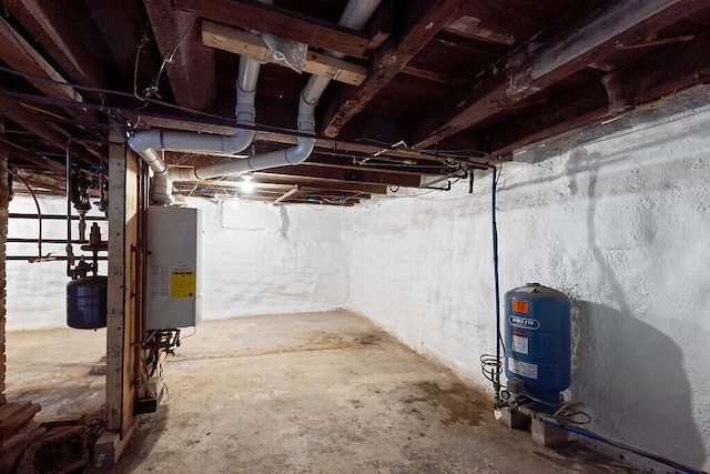 basement featuring water heater