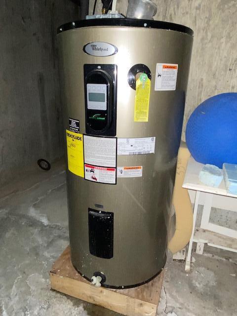 utility room with water heater