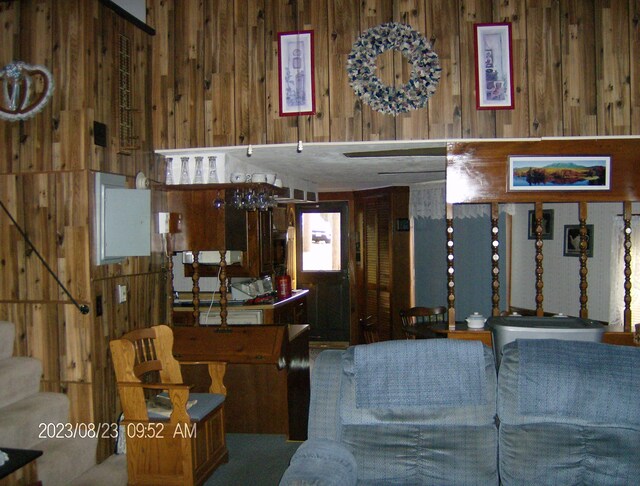 interior space with wood walls