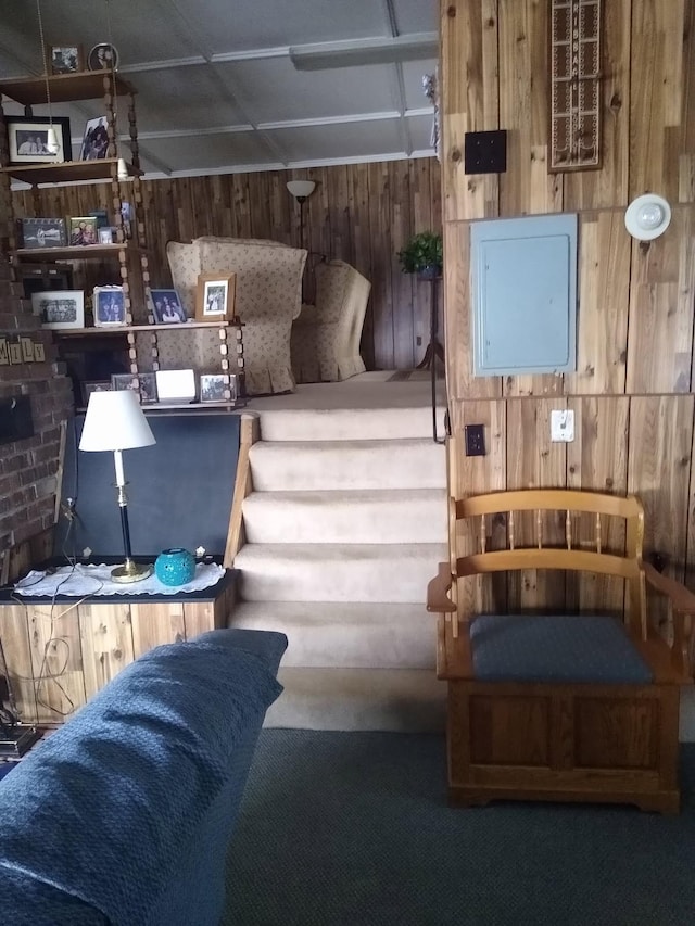 162 Hill Rd Unit T1 R9, Wels, ME 04462 - interior space with wooden walls and carpet flooring