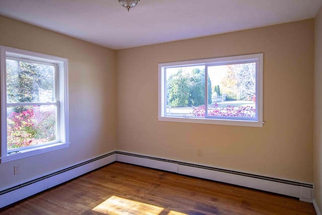 32 Morison Ave, Wells, ME 04090 - unfurnished room with wood finished floors, a baseboard heating unit, and plenty of natural light