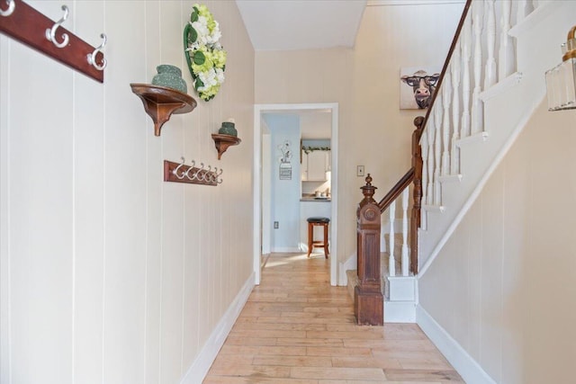 hall with light wood-type flooring