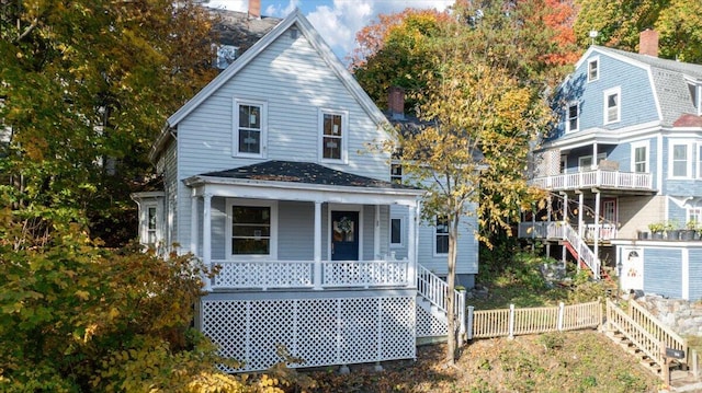 view of front of house with covered porch