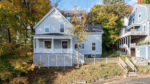 view of front of property featuring covered porch