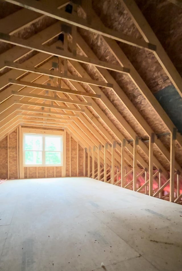 view of unfinished attic