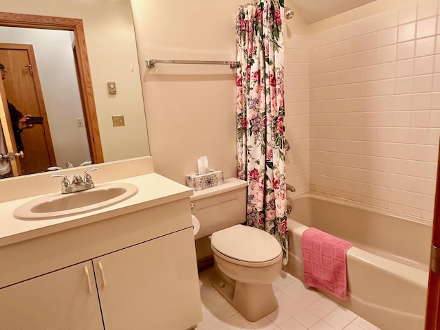6071 Village On The Green Rd Unit G-11, Carrabassett Valley, ME 04947 - bathroom with toilet, shower / bath combo, vanity, and tile patterned floors