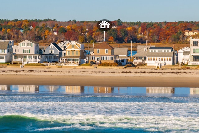 exterior space with a beach view