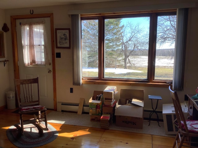 sitting room with baseboard heating and plenty of natural light