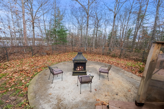 view of patio / terrace with an outdoor fire pit