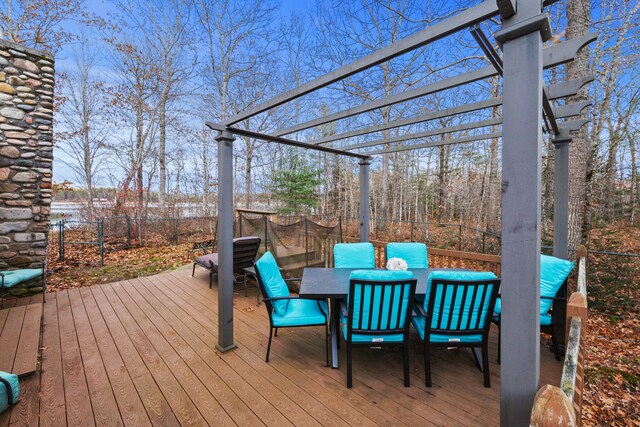 wooden terrace with a pergola