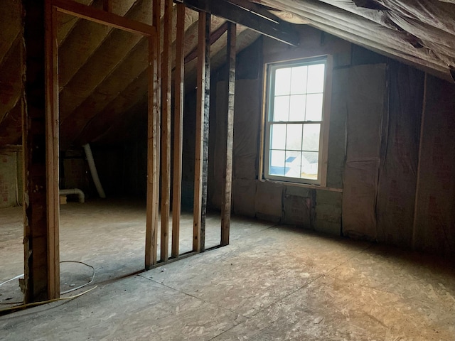 view of unfinished attic