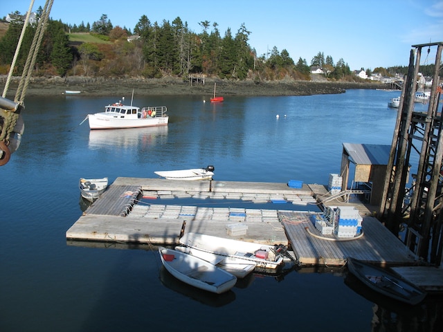 view of dock featuring a water view