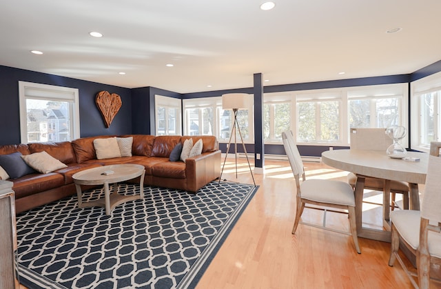 living room featuring light hardwood / wood-style floors