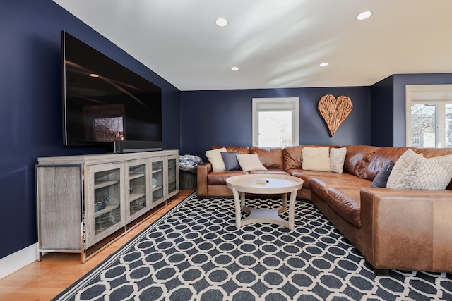 living room with wood-type flooring