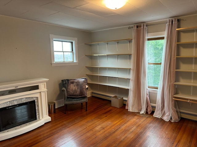 17 York St, Mars Hill, ME 04758 - unfurnished room with hardwood / wood-style floors, baseboard heating, and a high end fireplace