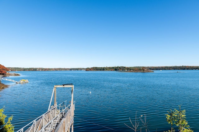view of dock featuring a water view