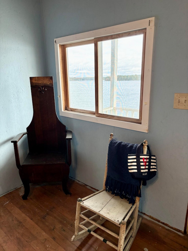 sitting room with hardwood / wood-style floors