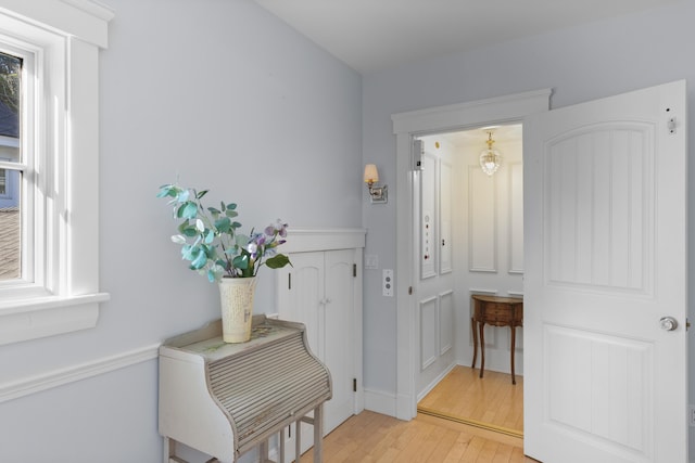 corridor featuring wood-type flooring