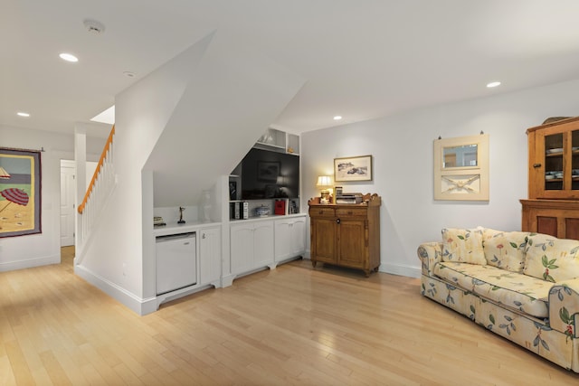 living room with light wood-type flooring