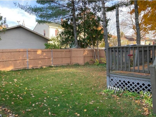 view of yard with a deck