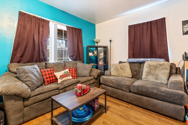 living room featuring light wood-type flooring