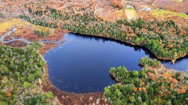 88 Piddock Ln, Fayette, ME 04349 - aerial view of property and surrounding area with a nearby body of water and a heavily wooded area