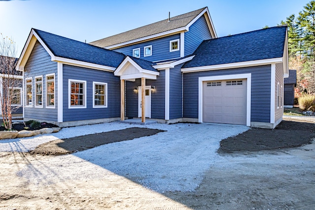 front facade with a garage