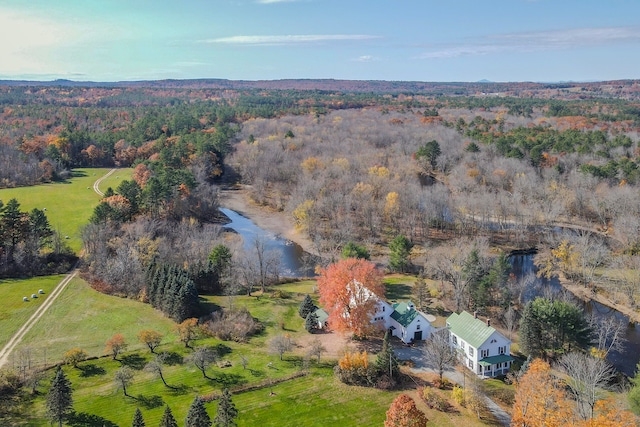 birds eye view of property featuring a rural view