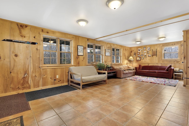 lobby with wood walls