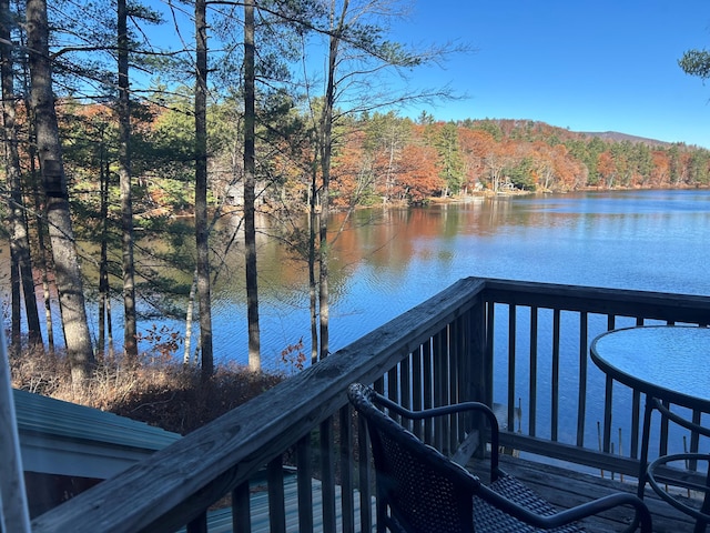 exterior space with a water view