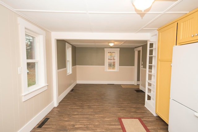 interior space with plenty of natural light and dark hardwood / wood-style flooring