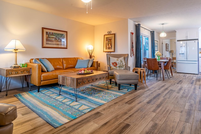 living room with hardwood / wood-style flooring