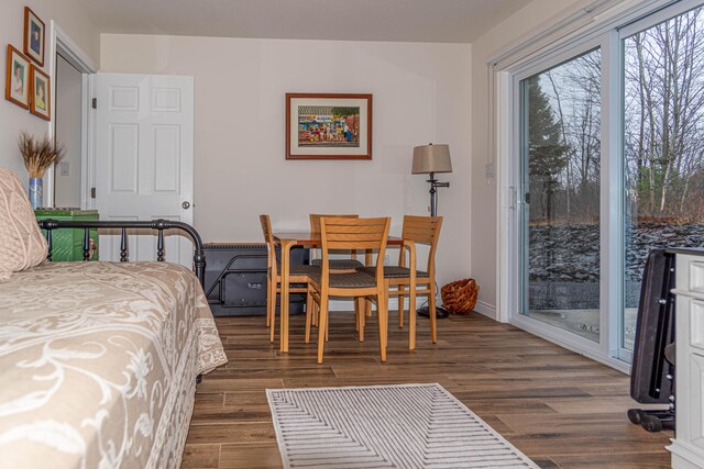 320 19th Ave Unit 101, Madawaska, ME 04756 - bedroom featuring access to exterior and dark wood-style flooring
