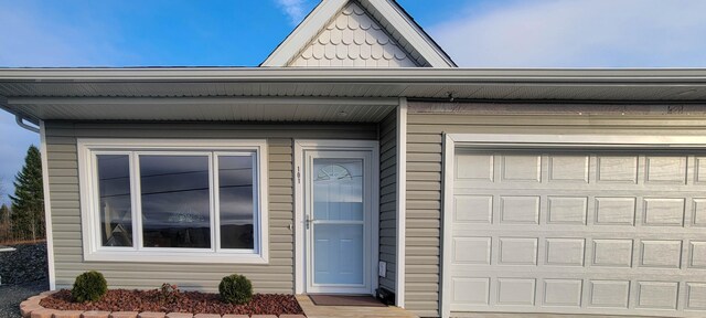 exterior space featuring a garage