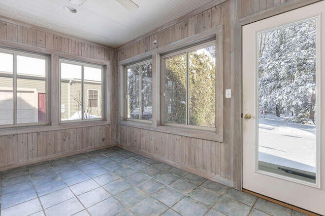 view of unfurnished sunroom