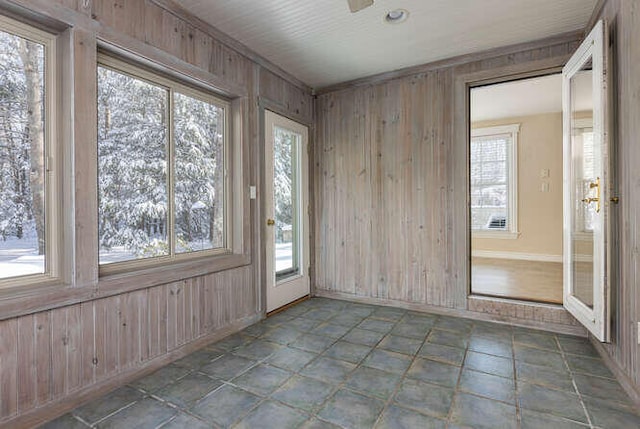 view of unfurnished sunroom