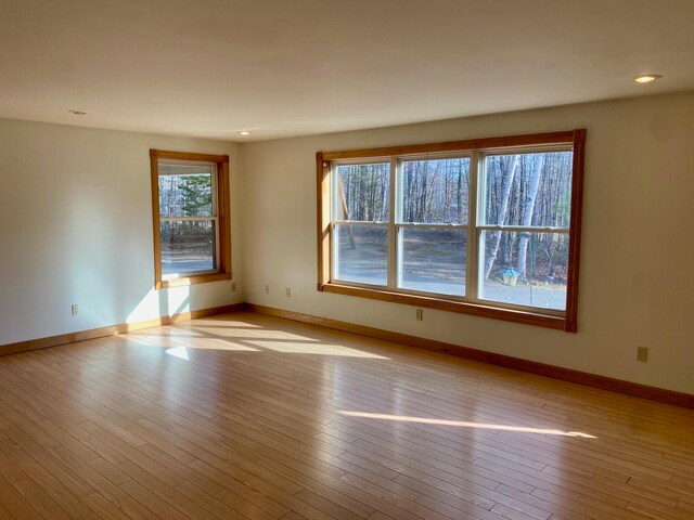 spare room featuring light hardwood / wood-style floors