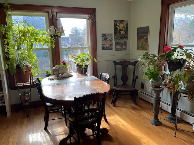 dining area featuring light wood-type flooring