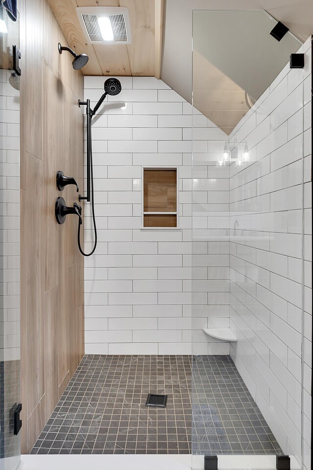 100 Morganite Way, Newry, ME 04261 - full bath with lofted ceiling and a tile shower