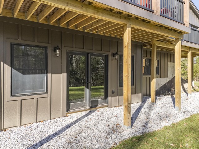 100 Morganite Way, Newry, ME 04261 - property entrance featuring board and batten siding and french doors